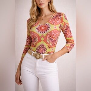 60s Print Patterned Women's Top